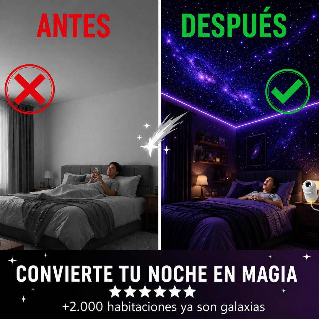 Proyector de Galaxias USB 2 en 1 — Lámpara de Noche + Universo Estrellado en Tu Habitación.