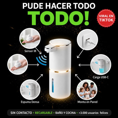 Dispensador de Jabón Automático — Sin Contacto, Recargable USB, Higiene Total en Tu Hogar.