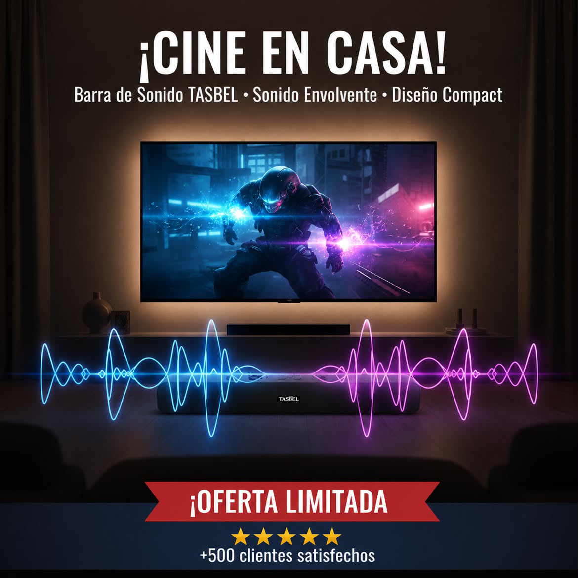 Barra de Sonido Bluetooth — Audio Potente y Envolvente en Tu Hogar, Sin Cables ni Complicaciones.