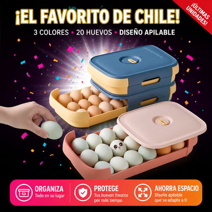 Organizador Huevera Apilable — 20 Huevos Ordenados y Protegidos, Sin Desorden en Tu Refrigerador.