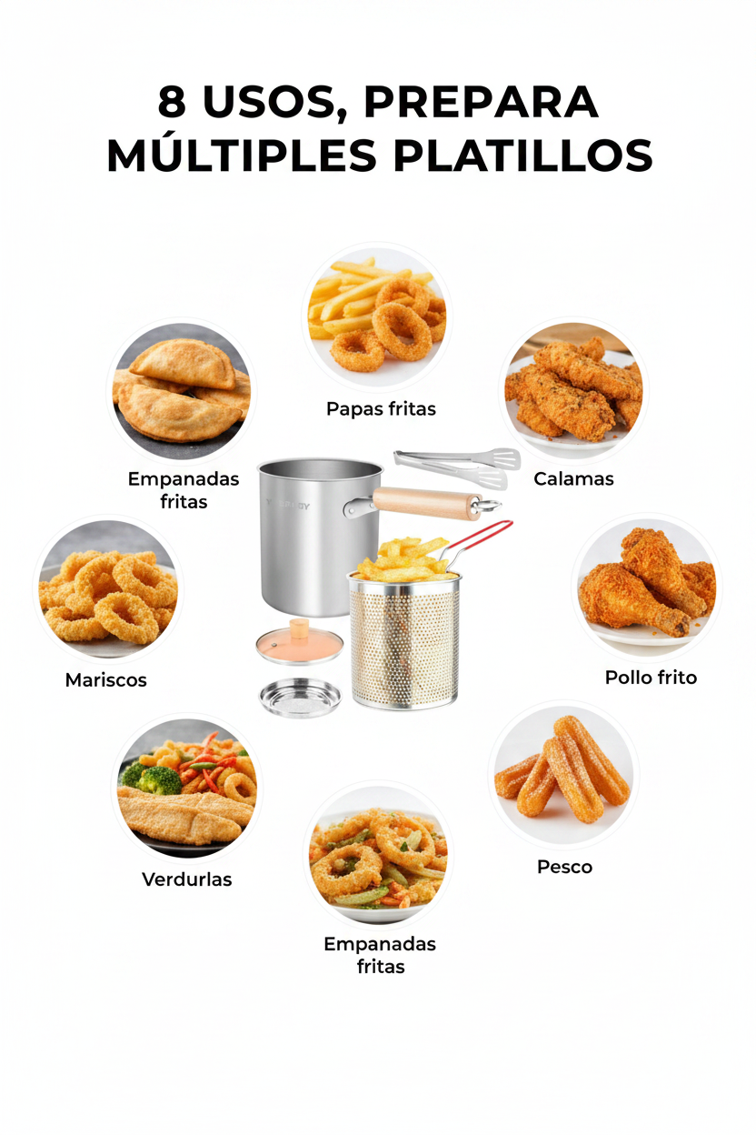 Olla Freidora Multiusos Chefpro — Fríe, Hierve y Cocina al Vapor Sin Complicaciones.