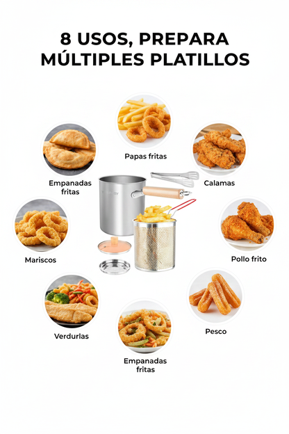 Olla Freidora Multiusos Chefpro — Fríe, Hierve y Cocina al Vapor Sin Complicaciones.