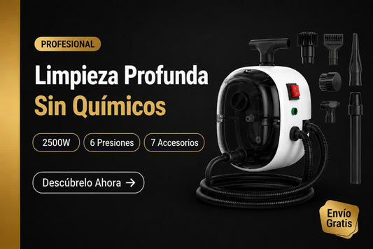 Limpiador a Vapor Profesional 2500W — Limpieza Profunda Sin Químicos, Con 6 Presiones y 7 Accesorios.
