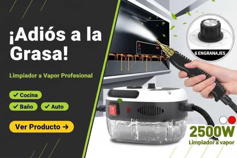 Limpiador a Vapor Profesional 2500W — Limpieza Profunda Sin Químicos, Con 6 Presiones y 7 Accesorios.