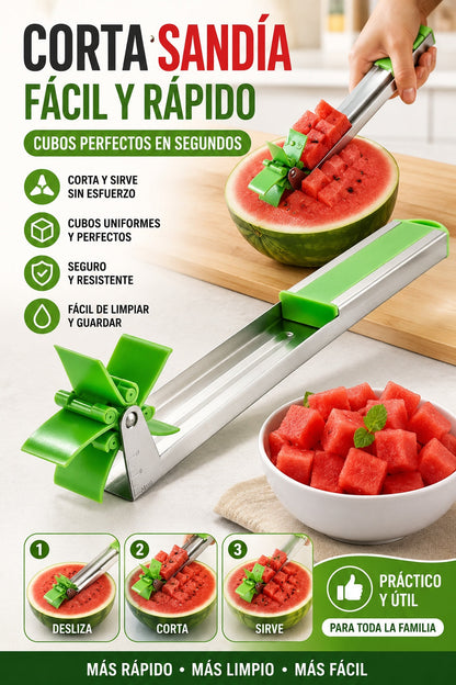 Cortador de Sandía en Cubos — Cubos Perfectos en Segundos, Sin Ensuciar.
