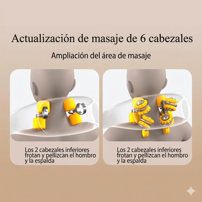 Ilustración de los cabezales de masaje en la zona cervical
