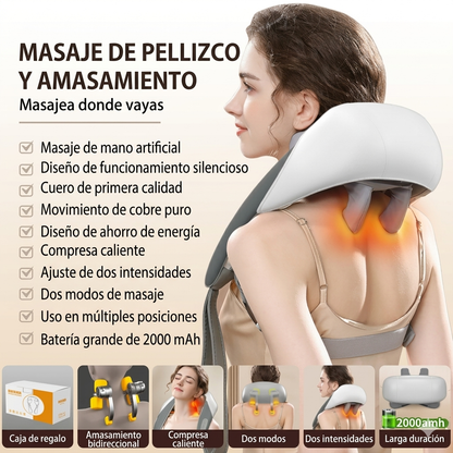 Masajeador de cuello y hombros en uso manos libres
