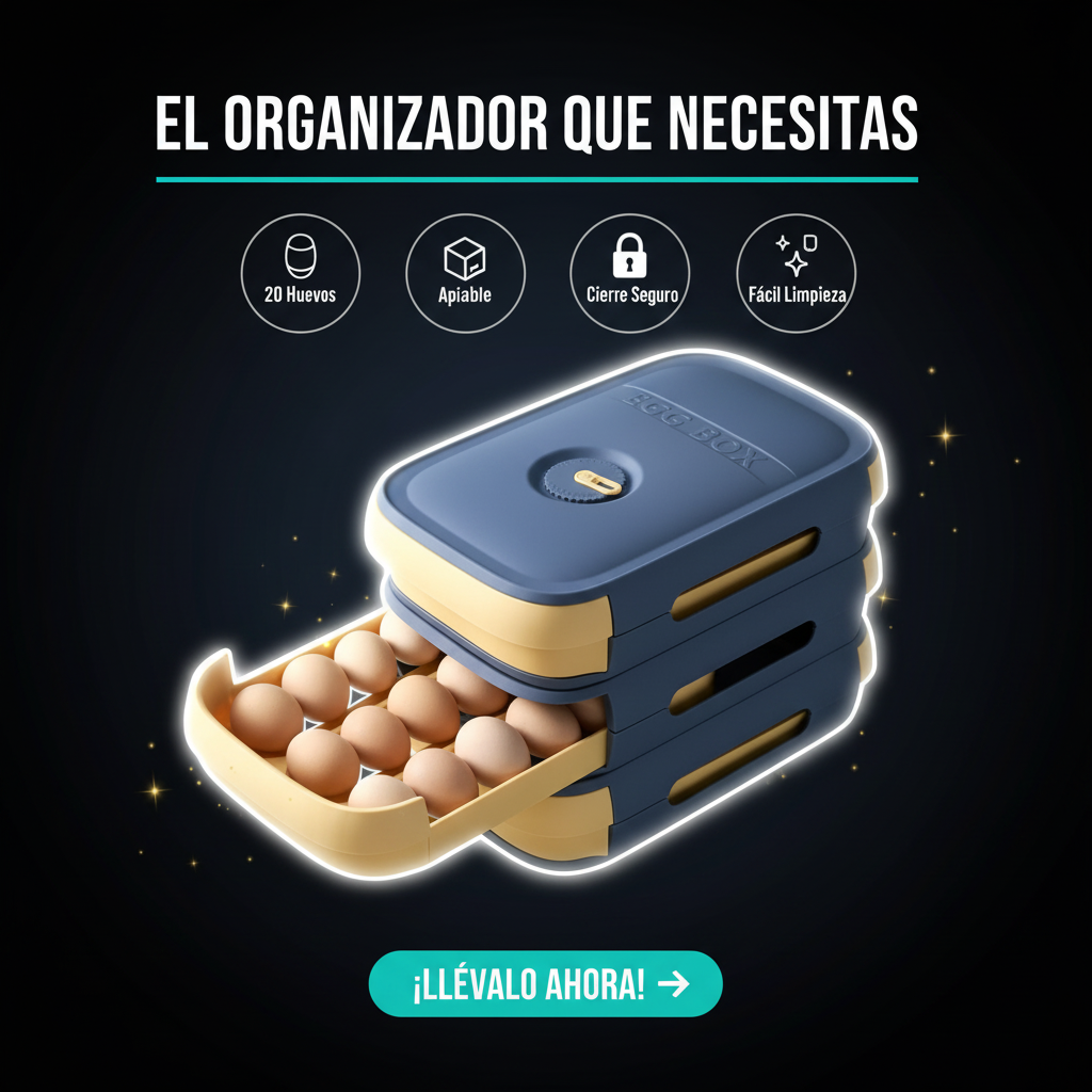 Organizador Huevera Apilable — 20 Huevos Ordenados y Protegidos, Sin Desorden en Tu Refrigerador.