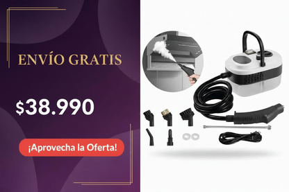 Limpiador a Vapor Profesional 2500W — Limpieza Profunda Sin Químicos, Con 6 Presiones y 7 Accesorios.