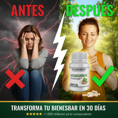 Ashwagandha + Magnesio — Menos Estrés, Mejor Sueño y Más Calma, de Forma Natural | 60 Cápsulas.