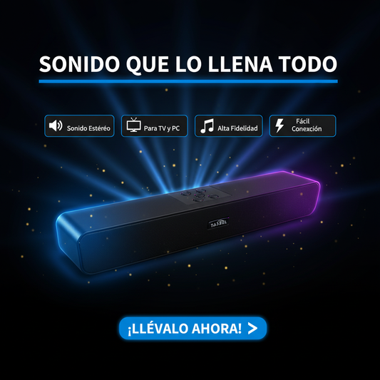 Barra de Sonido Bluetooth — Audio Potente y Envolvente en Tu Hogar, Sin Cables ni Complicaciones.